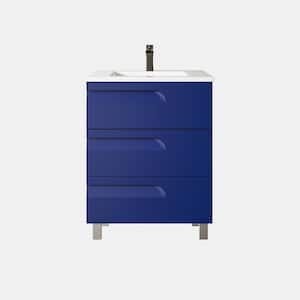 Joy 28 in. W x 18 in. D Blue Freestanding Bathroom Vanity with White Porcelain Integrated Sink Top