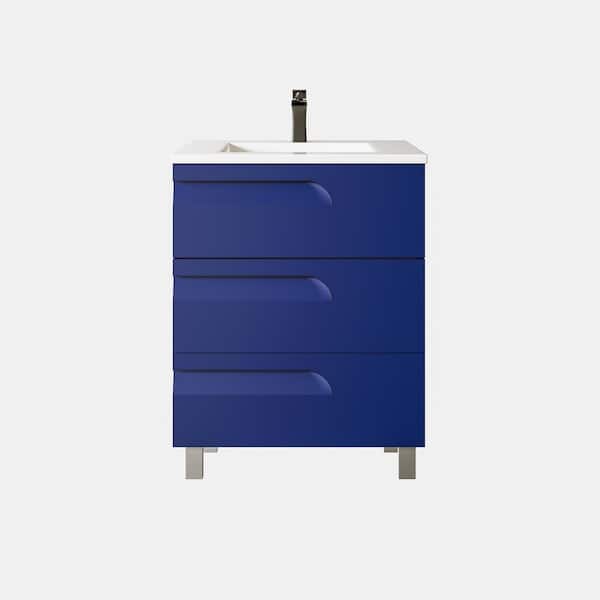Eviva Joy 28 in. Single Sink Blue Bath Vanity with White Porcelain Top (Assembled)