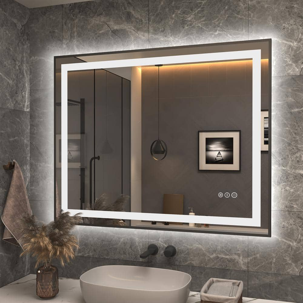 Apmir 40 in. W x 32 in. H Rectangular Framed Front and Back LED Lighted ...