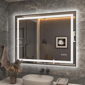 40 in. W x 32 in. H Rectangular Framed Front and Back LED Lighted Anti-Fog Wall Bathroom Vanity Mirror in Tempered Glass