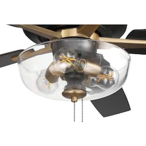 Super Pro-101 60 in. Flat Black/Satin Brass Heavy-Duty Dual Mount Indoor Ceiling Fan Includes Clear Glass Bowl Light Kit
