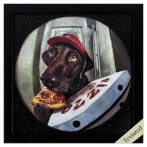 Victoria Quirky Pizza Puppy Textured by Unknown Wooden Wall Art