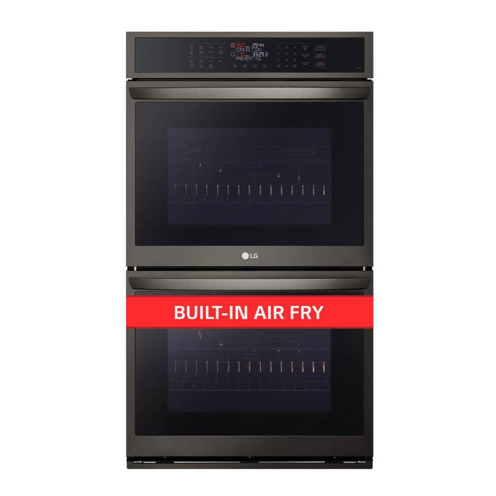 LG 9.4 cu. ft. Smart Double Wall Oven with Fan Convection, Air Fry in PrintProof Black Stainless Steel