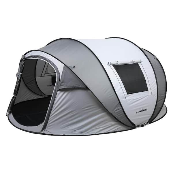 ToolCat 4-6-Persons Pop-Up Boat Tent 4 Mesh Windows and 2-Doors in White and Gray