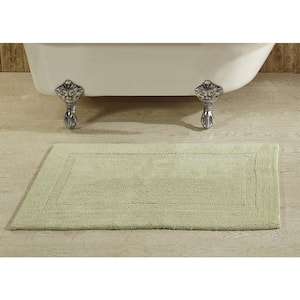 Lux Collection Sage 17 in. x 24 in. 100% Cotton Reversible Race Track Pattern Bath Rug