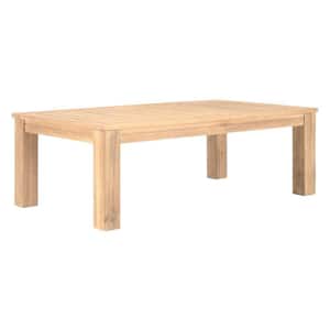 14 in. Brown Rectangle Wood Coffee Table with Plank Top