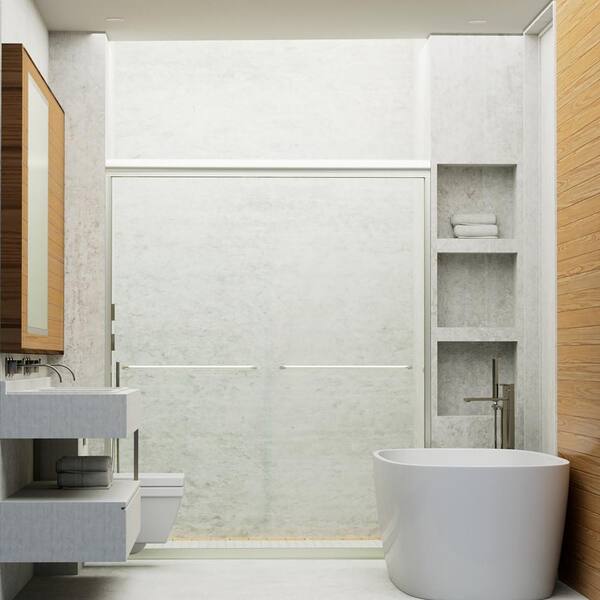 Staykiwi 60 in. W x 72 in. H Double Sliding Framed Shower Door in Matte Black Finish with Clear Glass