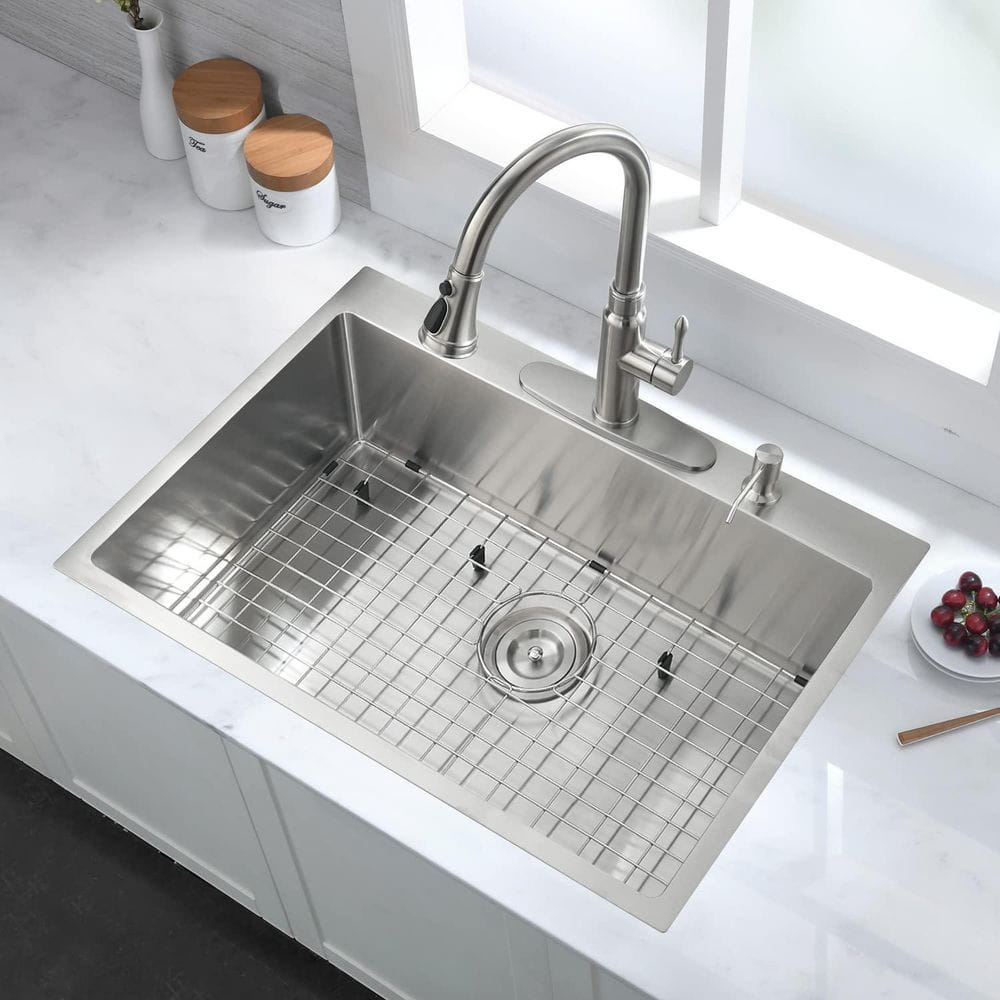 30" x 22" Stainless Steel Single Bowl Drop-In Kitchen Sink with Accessories