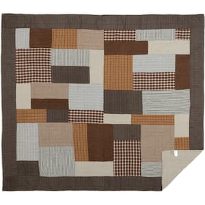 Rory Brown Tan Greige Rustic Patchwork California King Cotton Quilt