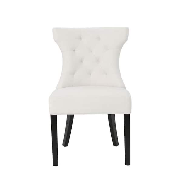 Noble House Mircea Traditional Tufted, Ivory Cloth Dining Chairs