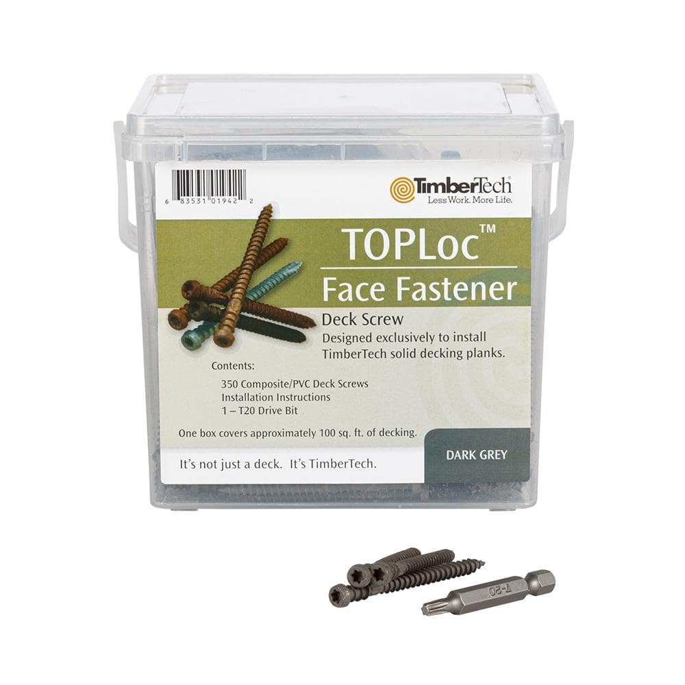 TOPLoc Composite Deck Screw for Fascia Dark Gray 100 sq. ft. (350 2-1/2 in. #8 Torx Oval Head Screws, 2-Bits) price history on PriceWatchPro