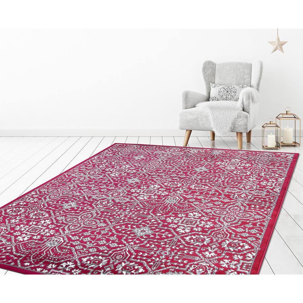 Athens Red and Gray Synthetic 8' x 10' Area Rug
