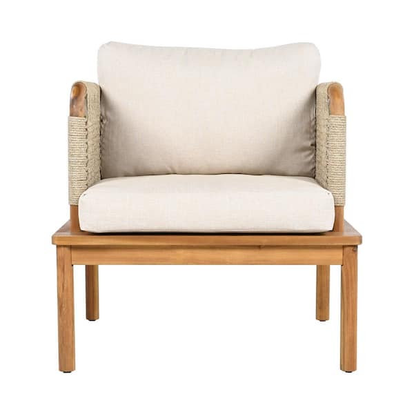 VAMOP Teak 5-Piece Acacia Wood Rope Outdoor Sectional Set with