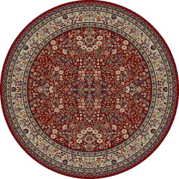 Concord Global Trading Jewel Sarouk Red 5 ft. Round Area Rug