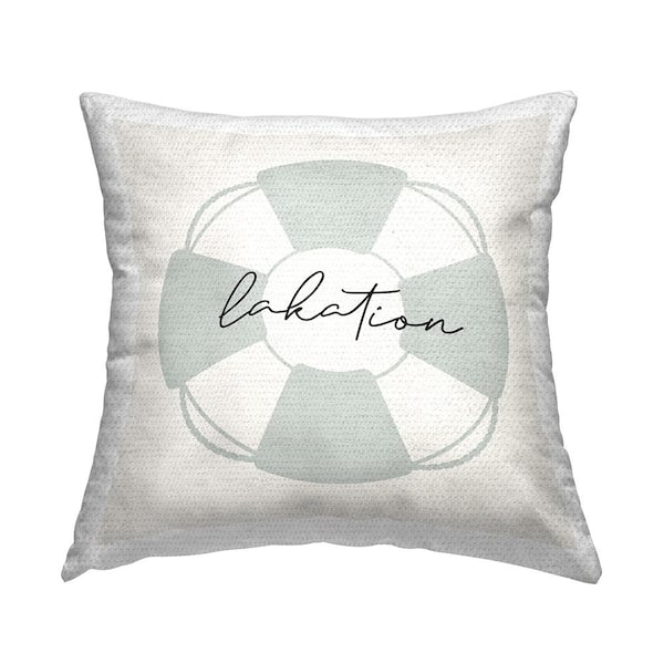 Stupell Industries Lakation Lake Vacation Phrase Off-White Square Outdoor Throw Pillow