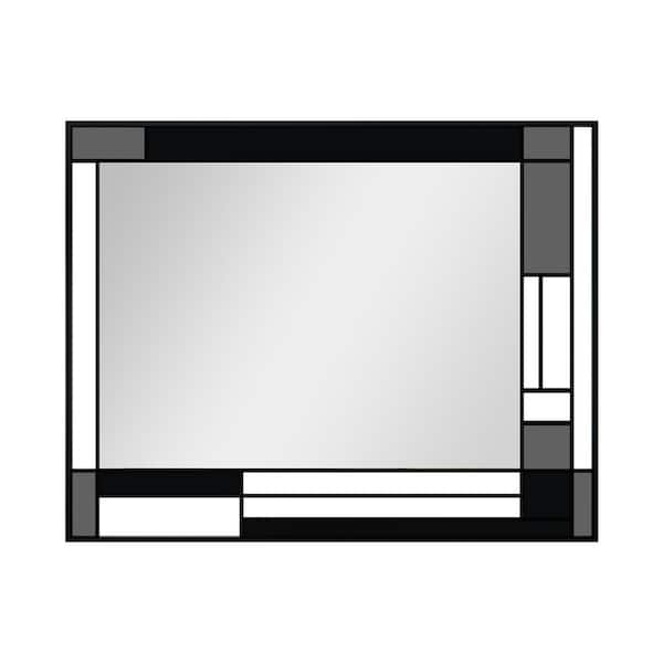 TOOLKISS 40 in. W x 32 in. H Rectangular Framed Wall Bathroom Vanity Mirror in Grey