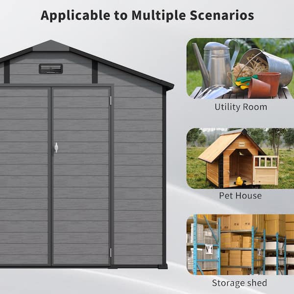 CARBUTLER 8 ft. W x 10 ft. D Plastic Outdoor Storage Shed-Lockable