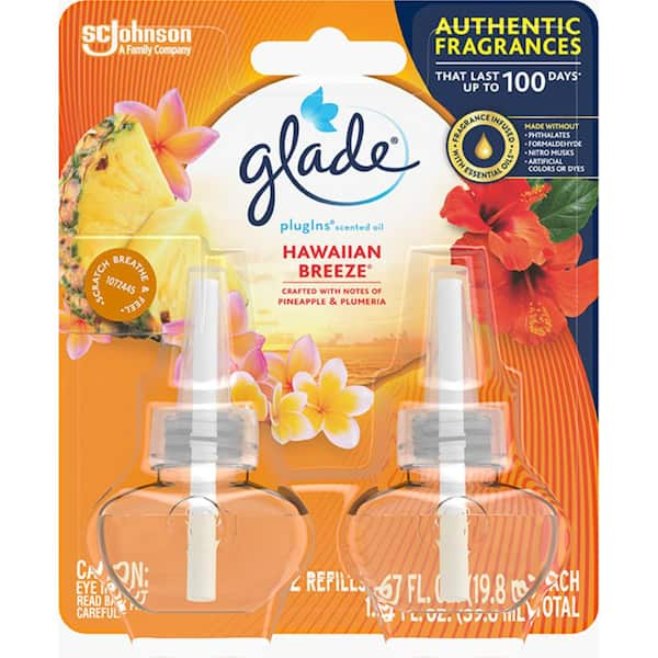 Glade 1.34 oz. Hawaiian Breeze Plug In Air Freshener Refills (2-Pack ...