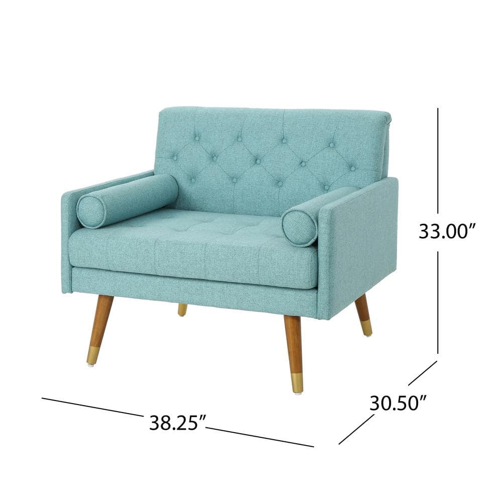 38.25" Blue Handcrafted Mid-Century Upholstered Club Chair