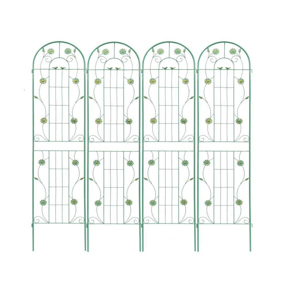 86 .7 in. H Metal Garden Rustproof Trellis in Green(4-Pack)