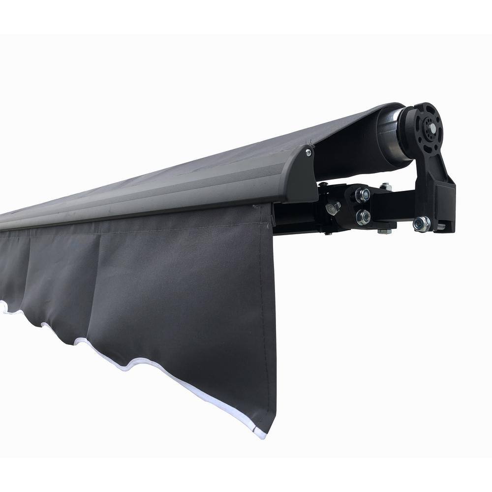 Black Motorized Retractable Patio Awning with Aluminum Frame, 10x8 ft