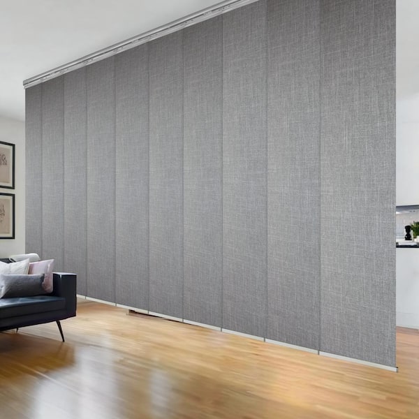 EMOH Adelais 120 in. to 218 in. W x 94 in. L Adjustable 10-Panel Satin Nickel Double Rail Panel Track with 23.5 in. Slates
