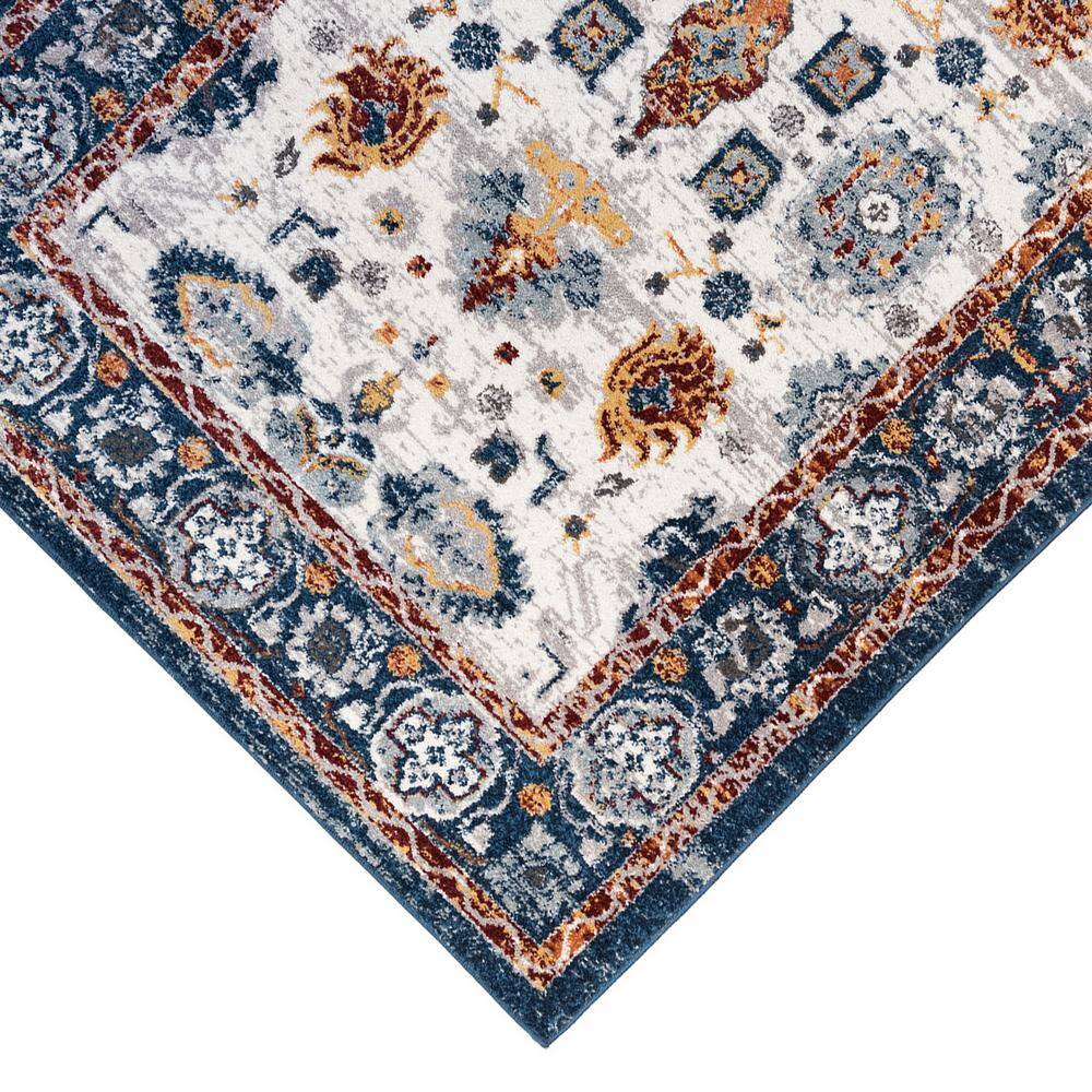 Aegean Bloom Handmade Blue Floral Synthetic Area Rug 8' x 10'