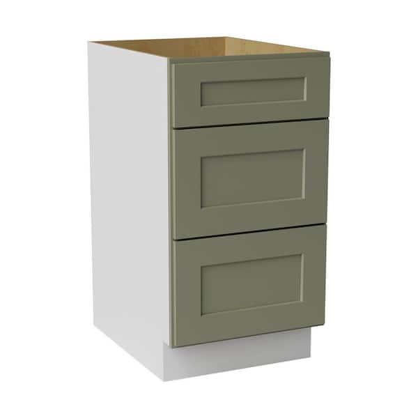 18 in. W x 24 in. D x 34.5 in. H Ready to Assemble Solid Wood Shaker Drawer Base Kitchen Cabinet in Sage Green