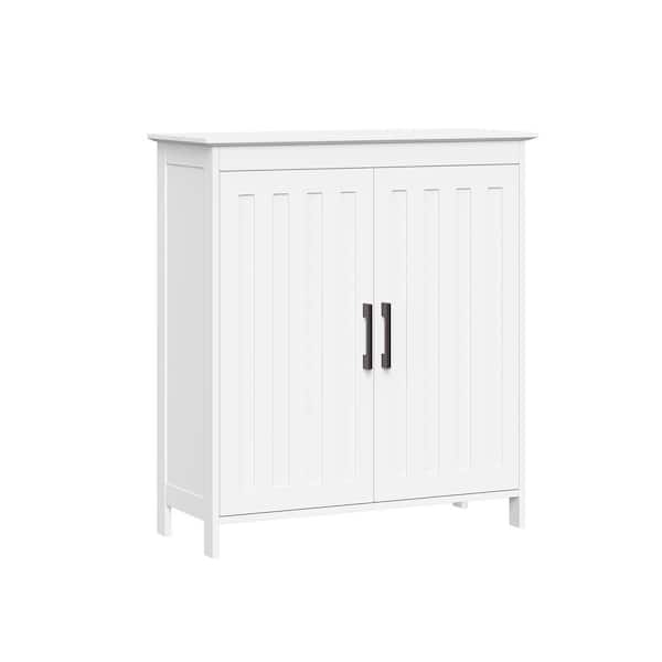 Monroe 27.25 in. W x 11 in. D x 29.88 in. H White Linen Cabinet Bathroom and Laundry Storage Cabinet with Shelves