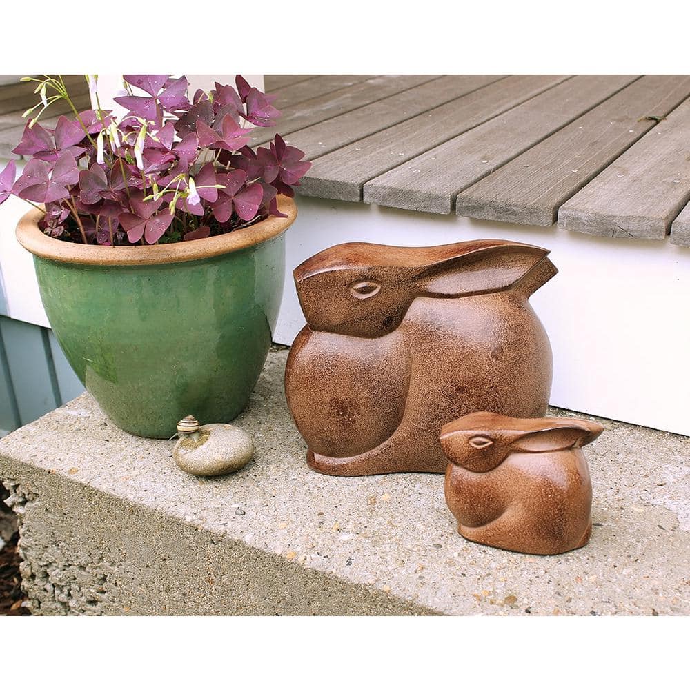 Antique Bronze Cast Aluminum Moon Bunny Garden Statue