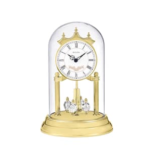 9 in. H x 6 in. W Table Clock with Westminster Chime and Gold