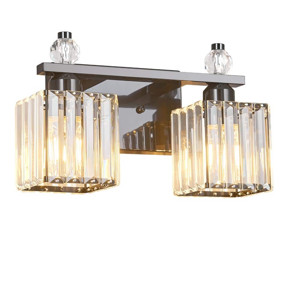 13.77 in.2-Light Black Crystal Vanity Light For Bathroom price history on PriceWatchPro