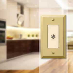 Metallic 1 Gang Coax Steel Wall Plate - Polished Brass