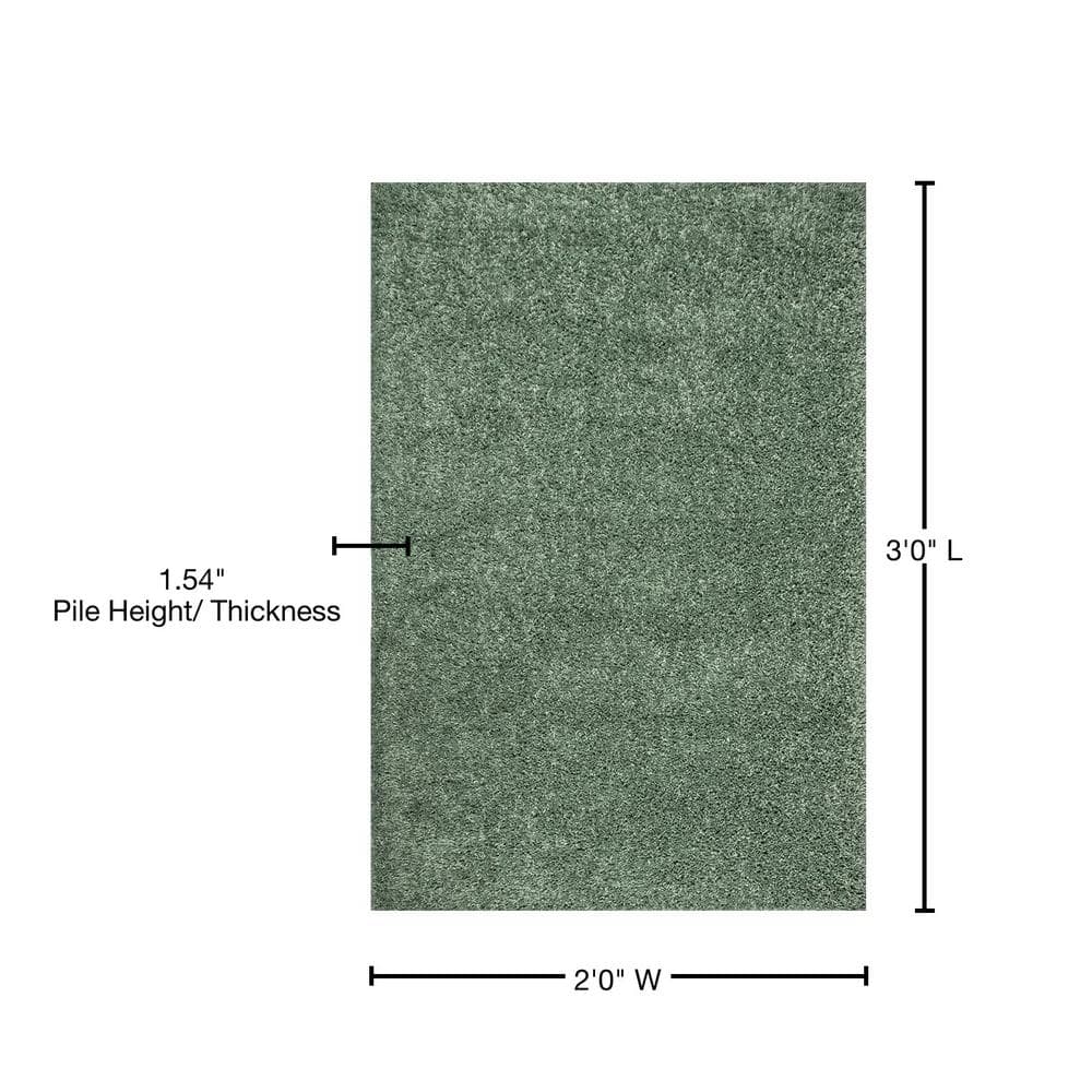 Kara Green Solid Shag 2' x 3' Synthetic Area Rug