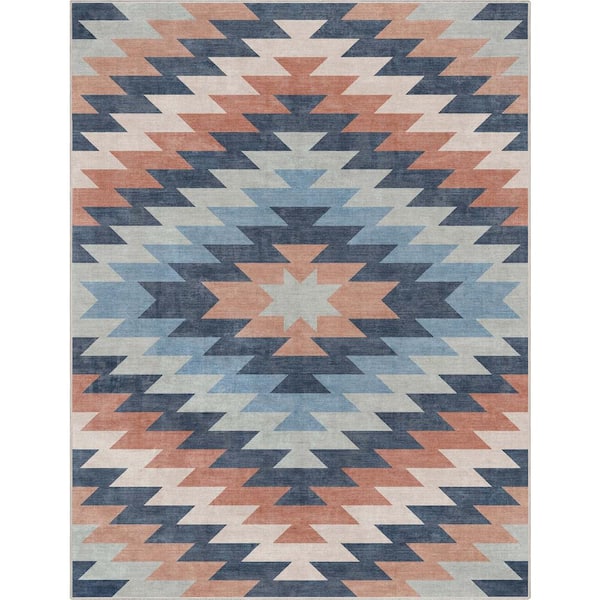 Blue 9 ft. 10 in. x 13 ft. Apollo Albuquerque Southwestern Distressed Area Rug