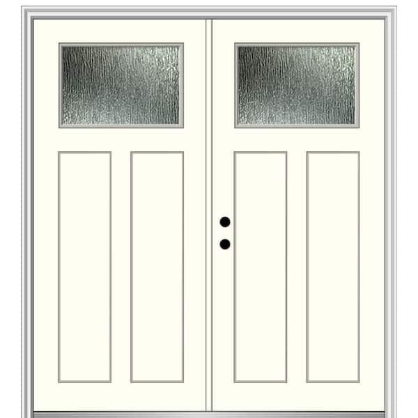 MMI Door 64 in. x 80 in. Right-Hand/Inswing Rain Glass Alabaster Fiberglass Prehung Front Door on 4-9/16 in. Frame