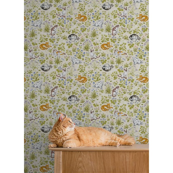 Must Love Cats Linen Peel and Stick Wallpaper