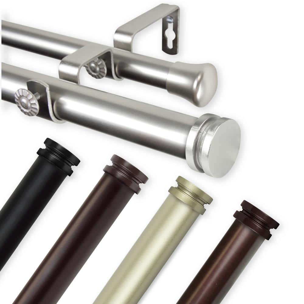 Bun 1 in. Dia 28 in. - 48 in. Double Curtain Rod in Black price history on PriceWatchPro