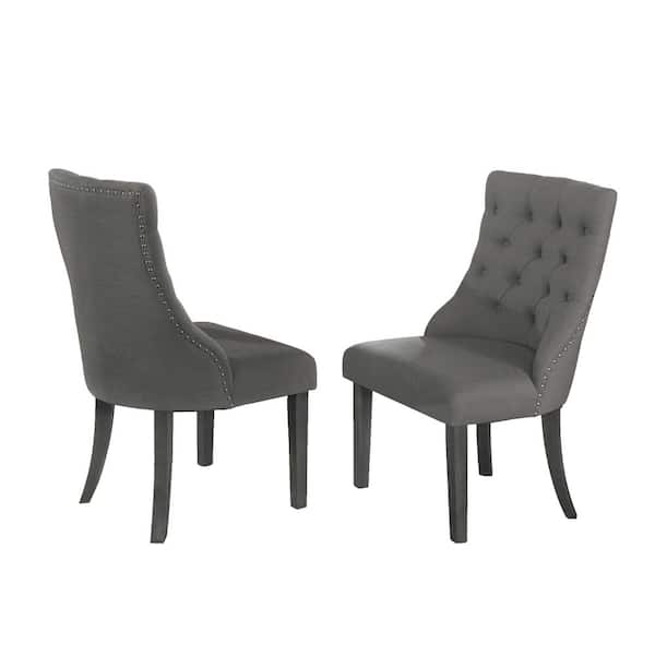 Best Quality Furniture Natasha 1Piece Gray Dining Linen Fabric Chairs