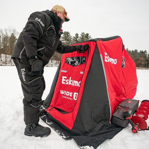 Eskimo Wide 1™ Thermal, Sled Ice Fishing Shelter, Insulated, Red, One  Person, 41350