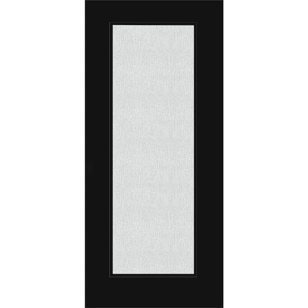 Steves & Sons Legacy 36 in. x 80 in. Universal Handing Full Lite Rain Glass Primed Black Finish Fiberglass Front Door Slab