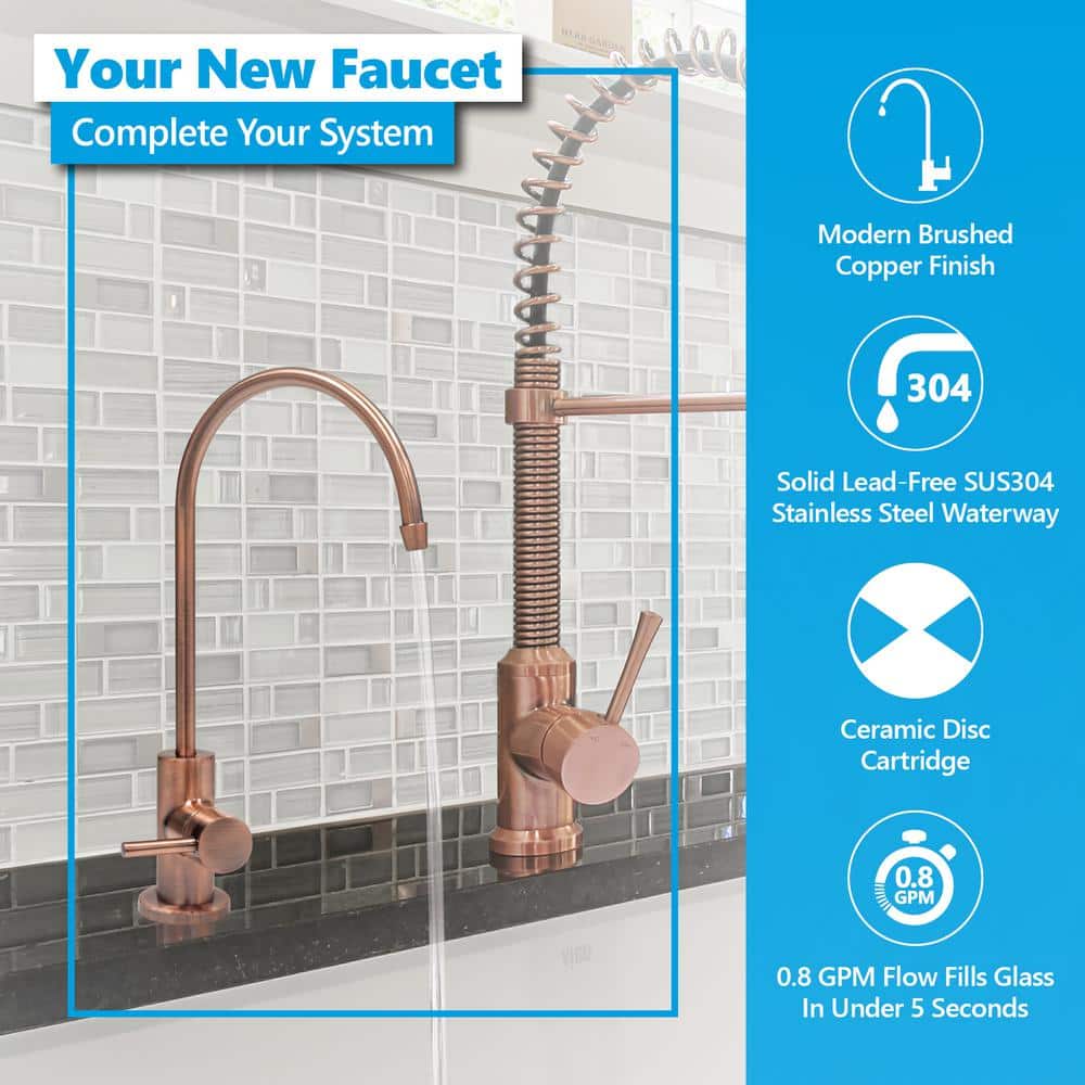Brushed Copper High-Arch Stainless Steel Water Filter Faucet