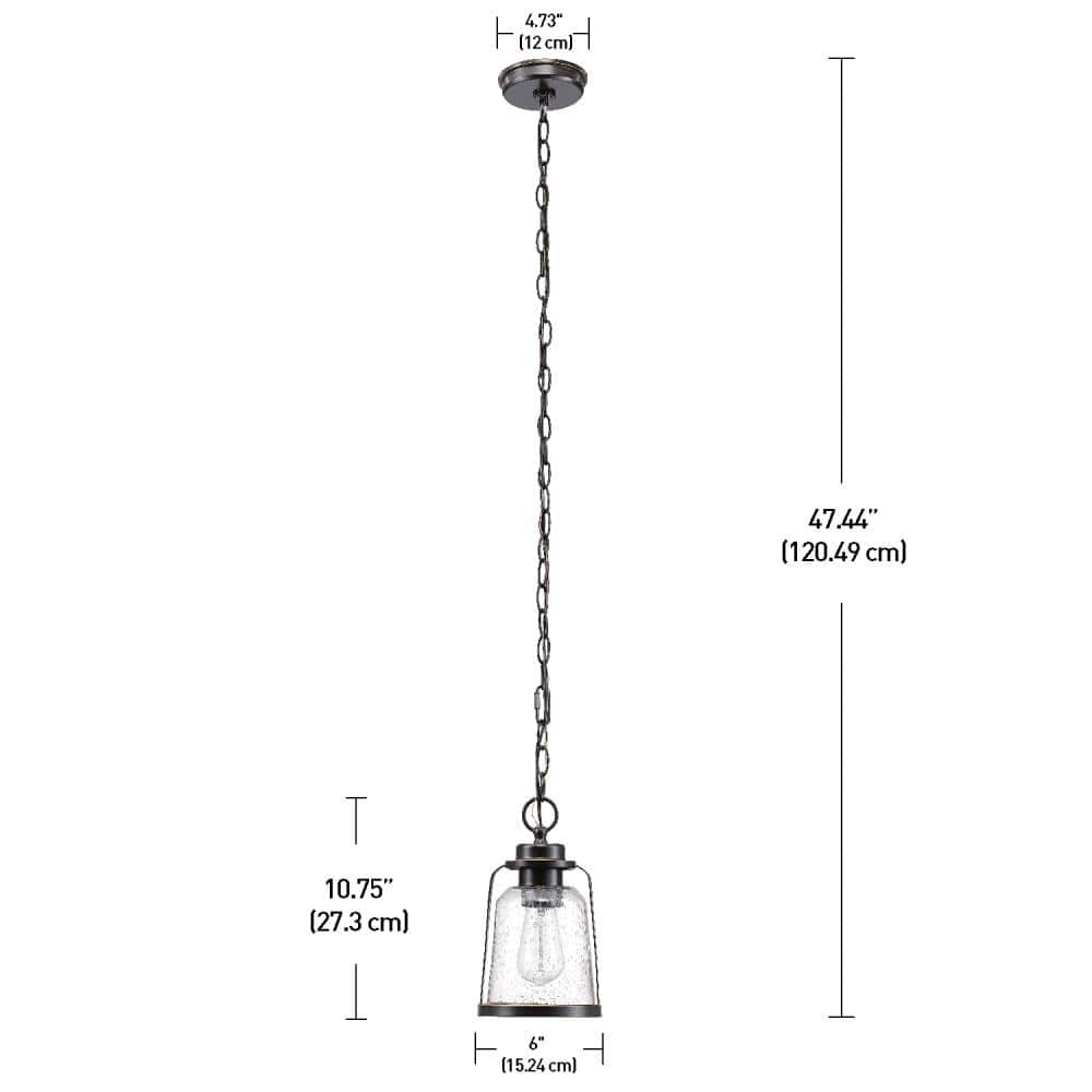 Roth 1-Light Oil Rubbed Bronze Vintage Glass Pendant