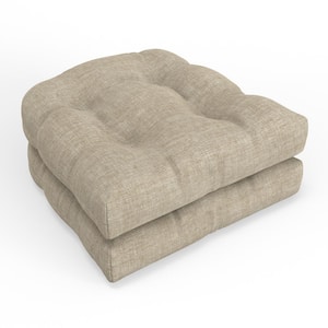 Solid Twill 19 in. W x 5 in. D Outdoor Square Tufted Wicker Seat Cushion 2 Count 19 in. x 19 in. Splash Wheat