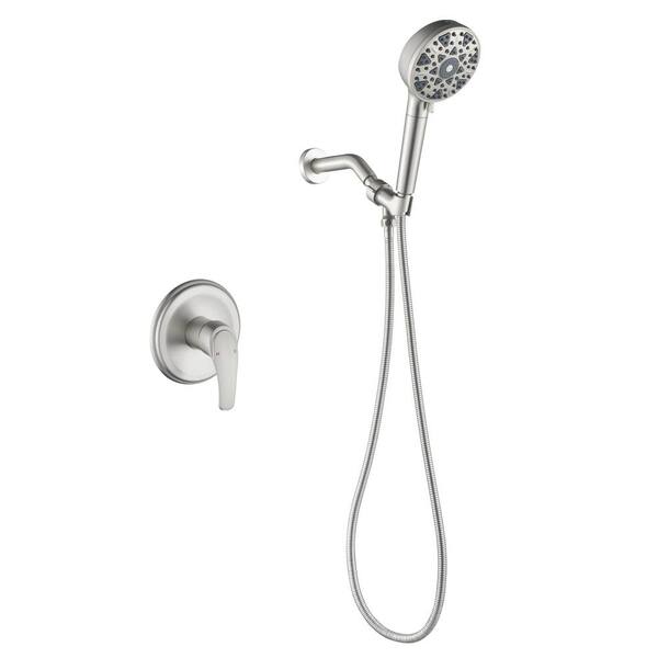 Unbranded Single Handle 7-Spray Shower Faucet 1.8 GPM with Pressure Balance in Brushed Nickel