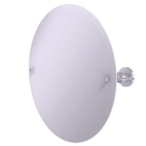 22 in. x 22 in. Astor Place Frameless Round Tilt Mirror with Beveled Edge in Satin Chrome