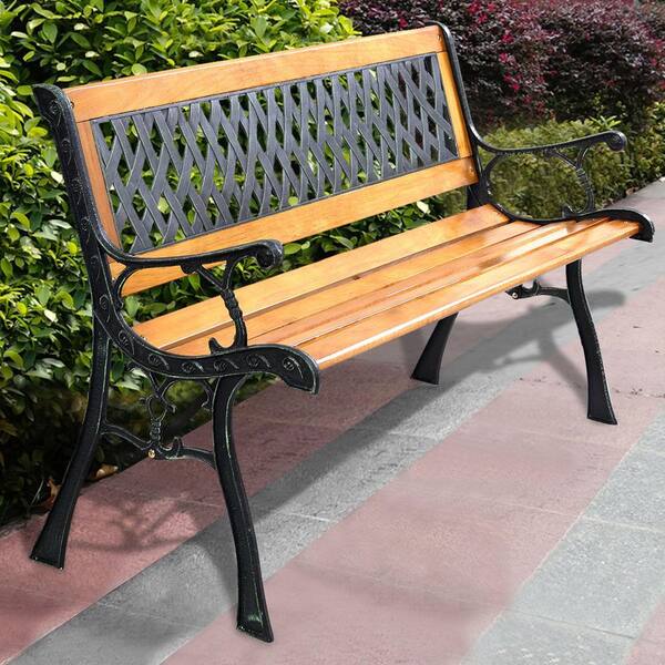 cast iron wood park bench