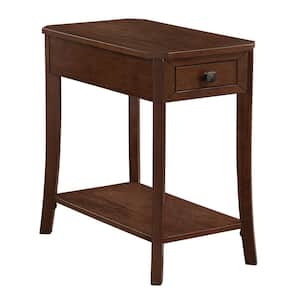 Designs2Go Ensenada 23.75 in. W Espresso Rectangle Wood End Table with 1-Drawer and Shelf