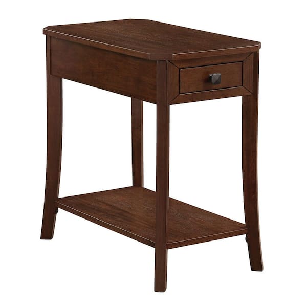 Designs2Go Ensenada 23.75 in. W Espresso Rectangle Wood End Table with 1-Drawer and Shelf