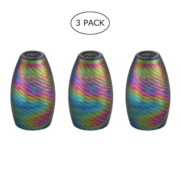 Hukoro 7.64 in. Multicolored Glass Globe Pendant Shade for Mini Pendant with 1.65 in. Lip Fitter (Not Included) (3-Pack)